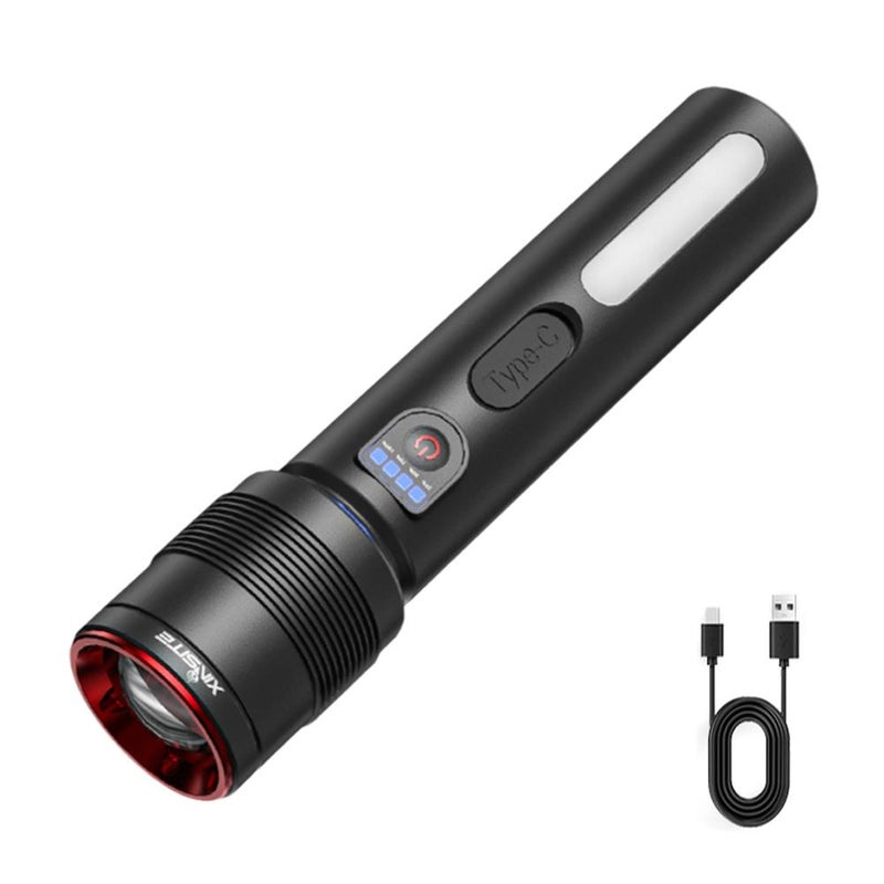New high-lumen outdoor portable multi-functional flashlight with long-range LED light